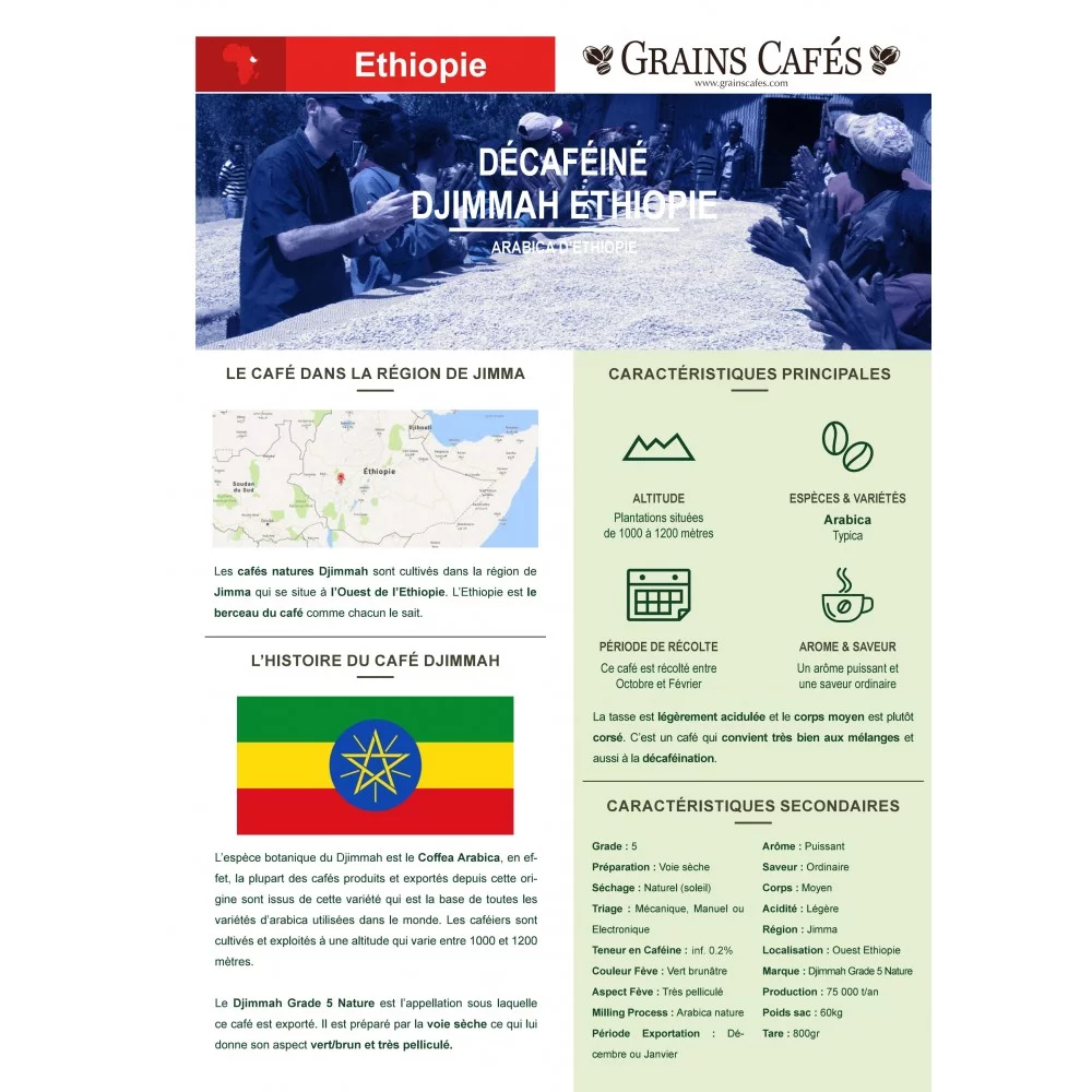 Éthiopie Gamoji décaféiné O-C-O - Café en grain